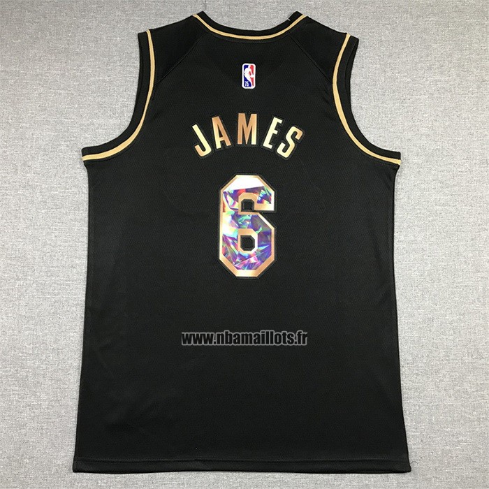 Maillot Golden Edition Los Angeles Lakers LeBron James NO 6 2021-22 Noir